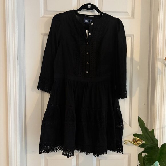 NWT Gap Lace Trim Mini Dress White Eyelet Boho Cottagecore Coquette Medium - Picture 6 of 10